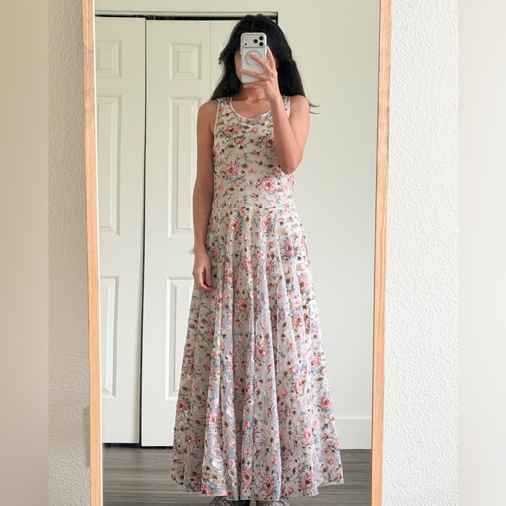 Johnny Was Floral Maxi Dress in Pink and Cream